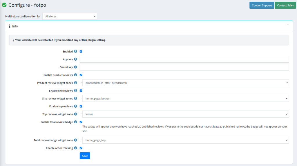 yotpo product review configure